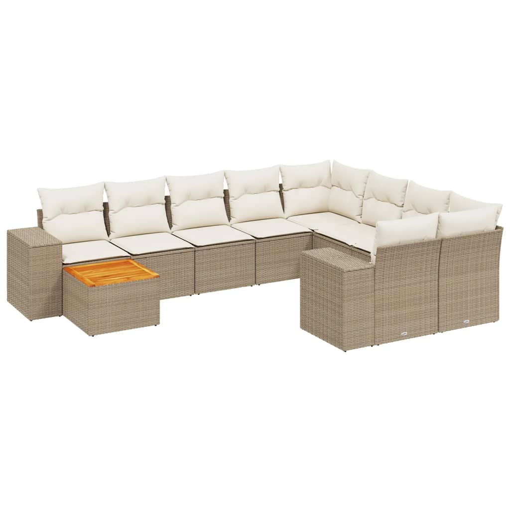 sofasæt til haven 10 dele med hynder polyrattan beige