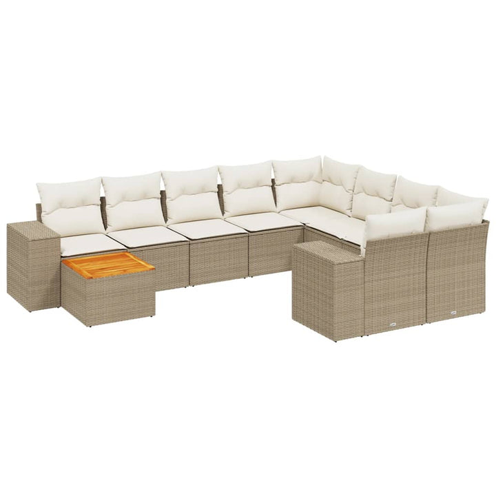 sofasæt til haven 10 dele med hynder polyrattan beige