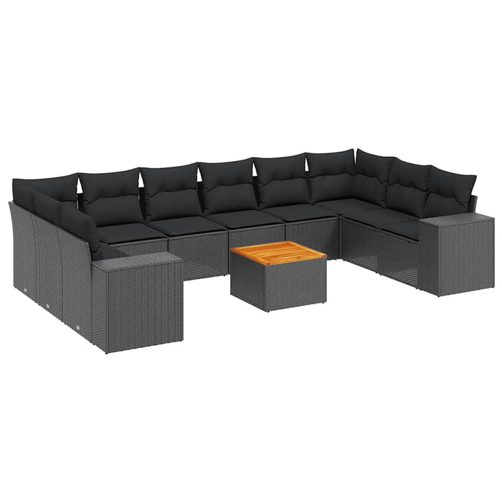 sofasæt til haven 11 dele med hynder polyrattan sort