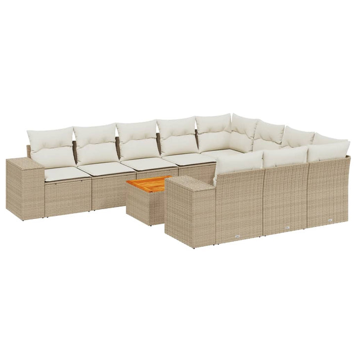 sofasæt til haven 11 dele med hynder polyrattan beige
