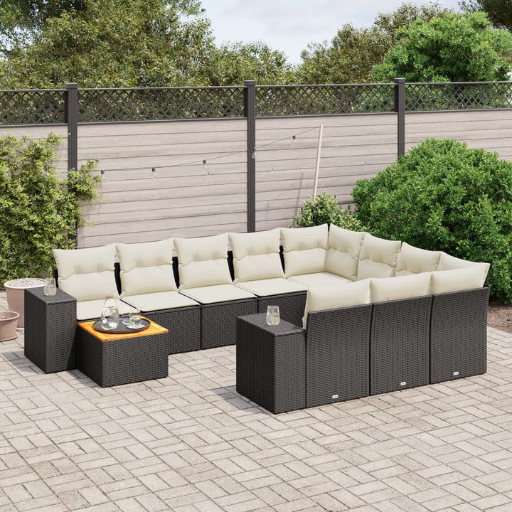 sofasæt til haven 11 dele med hynder polyrattan sort