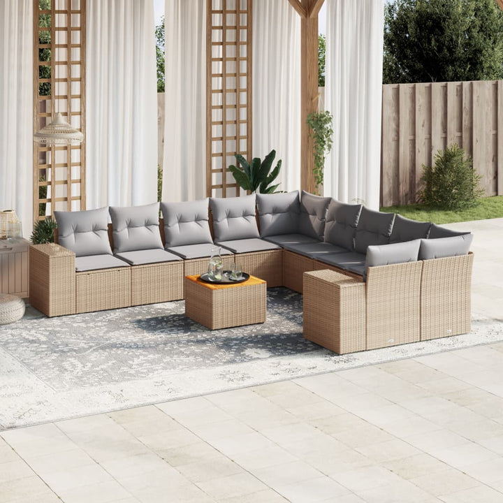 sofasæt til haven 11 dele med hynder polyrattan beige