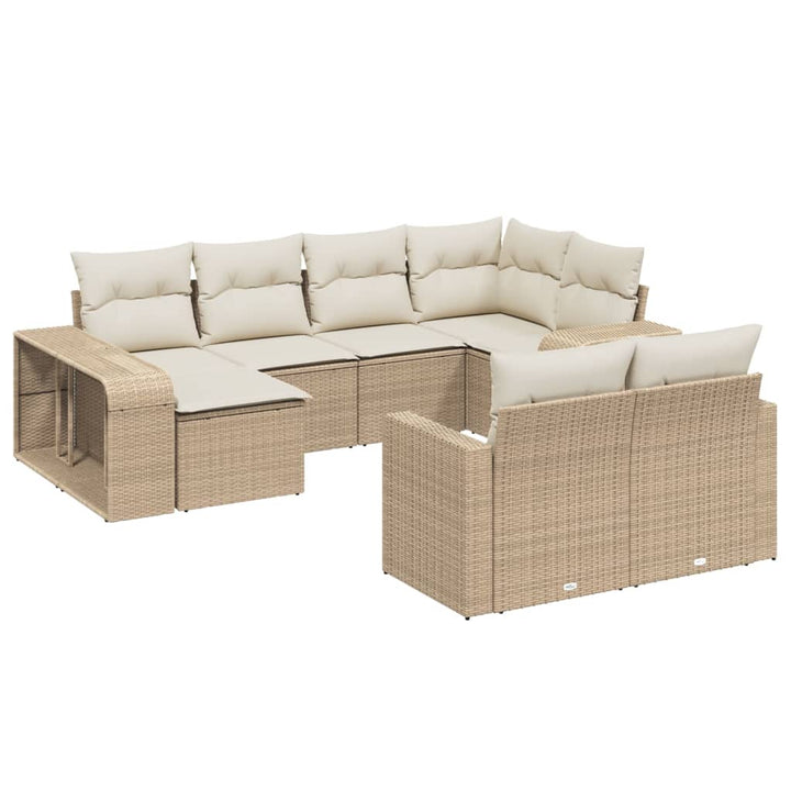 sofasæt til haven 10 dele med hynder polyrattan beige