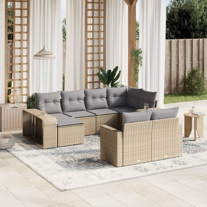 sofasæt til haven 10 dele med hynder polyrattan beige