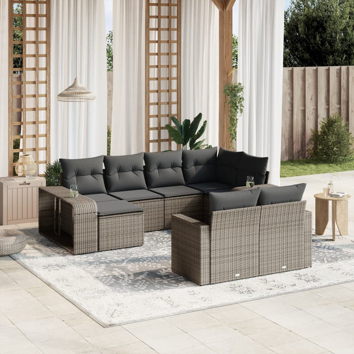 sofasæt til haven 10 dele med hynder polyrattan grå