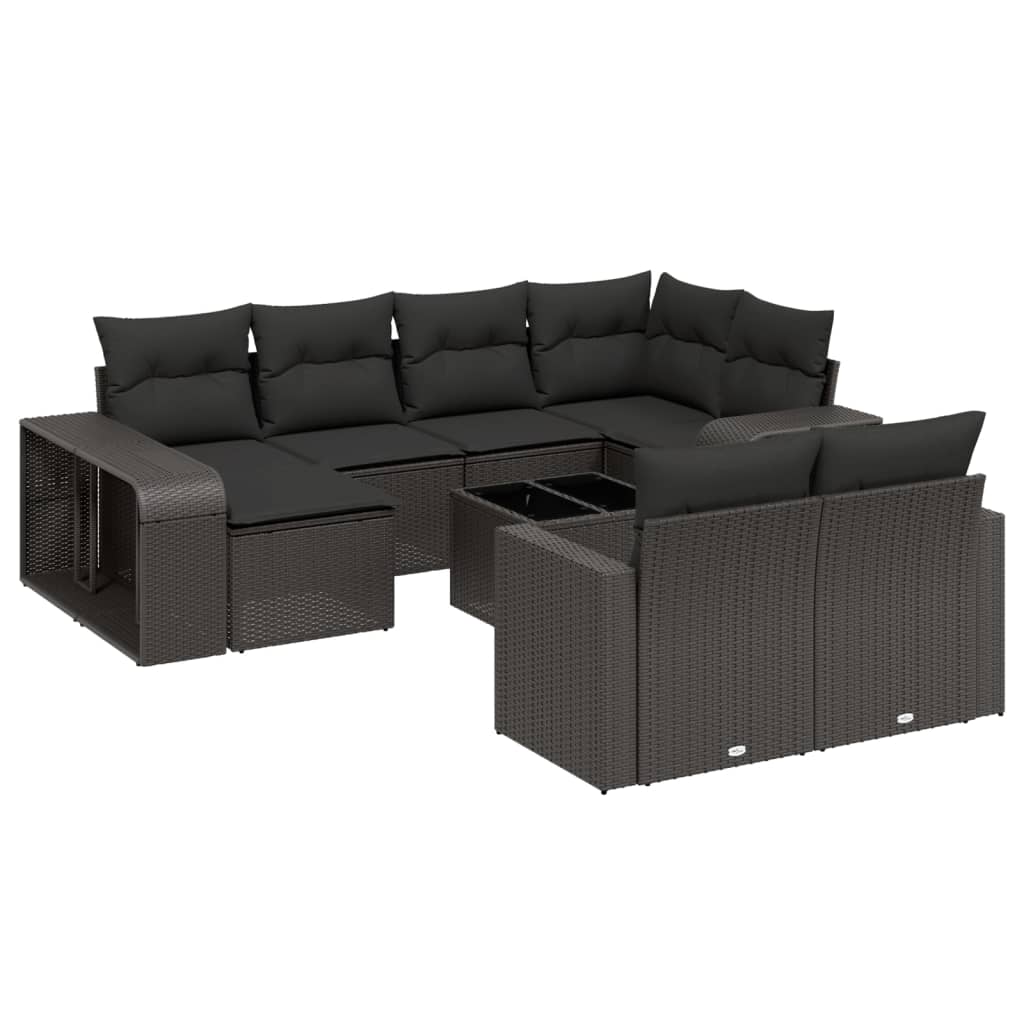 sofasæt til haven 11 dele med hynder polyrattan sort