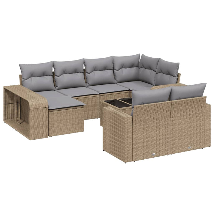 sofasæt til haven 11 dele med hynder polyrattan beige
