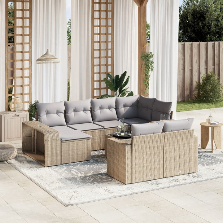 sofasæt til haven 11 dele med hynder polyrattan beige