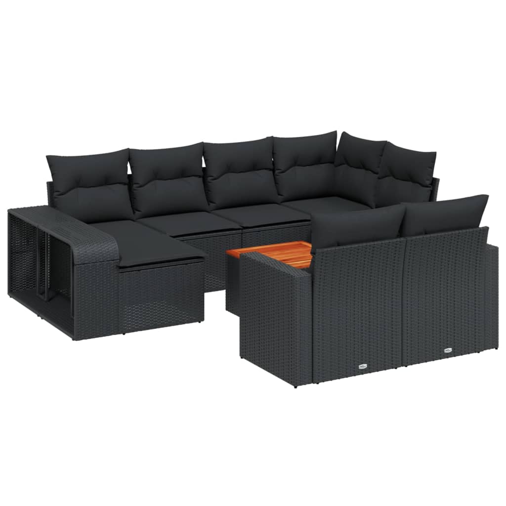 sofasæt til haven 11 dele med hynder polyrattan sort