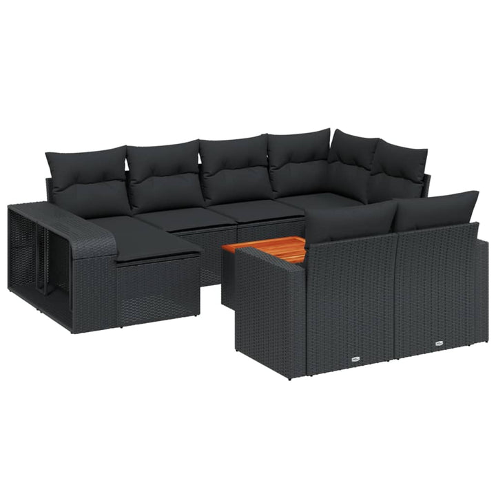 sofasæt til haven 11 dele med hynder polyrattan sort