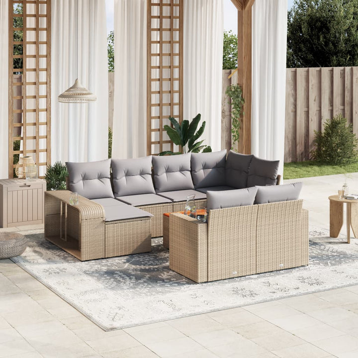 sofasæt til haven 11 dele med hynder polyrattan beige
