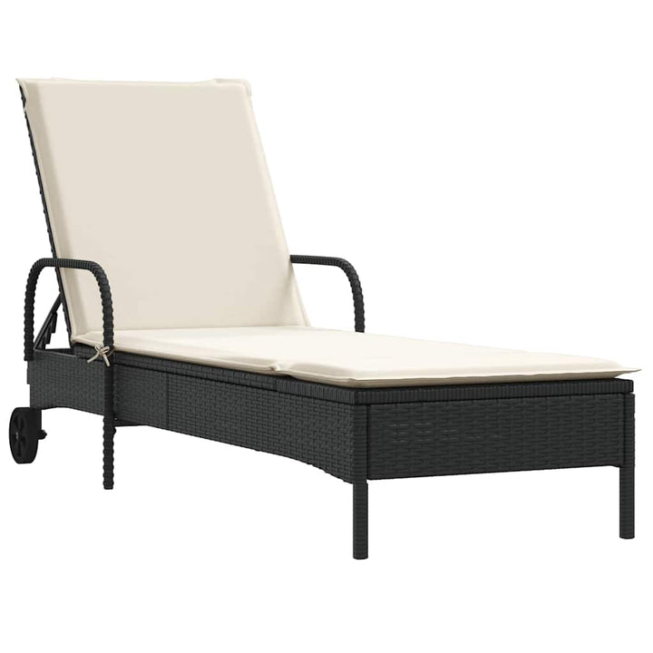 liggestole 2 stk. med hynder polyrattan sort