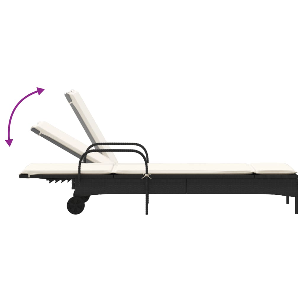 liggestole 2 stk. med hynder polyrattan sort