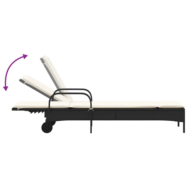 liggestole 2 stk. med hynder polyrattan sort