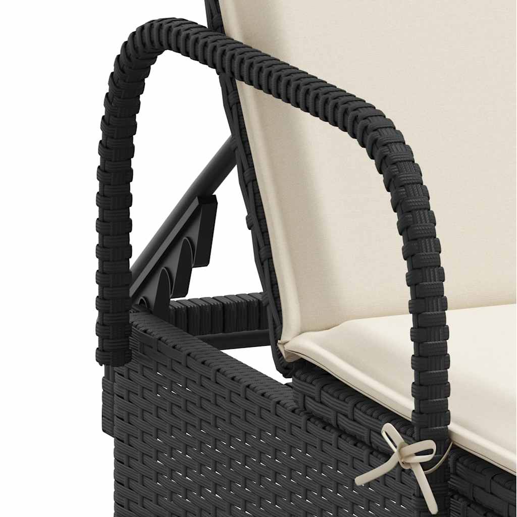 liggestole 2 stk. med hynder polyrattan sort