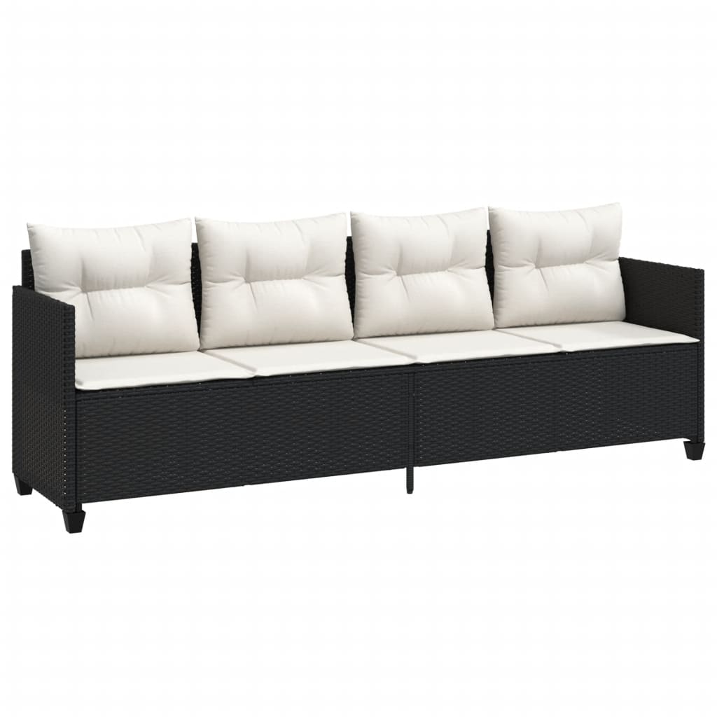 sofasæt til haven 5 dele med hynder polyrattan sort