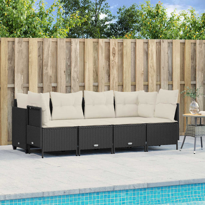 sofasæt til haven 5 dele med hynder polyrattan sort