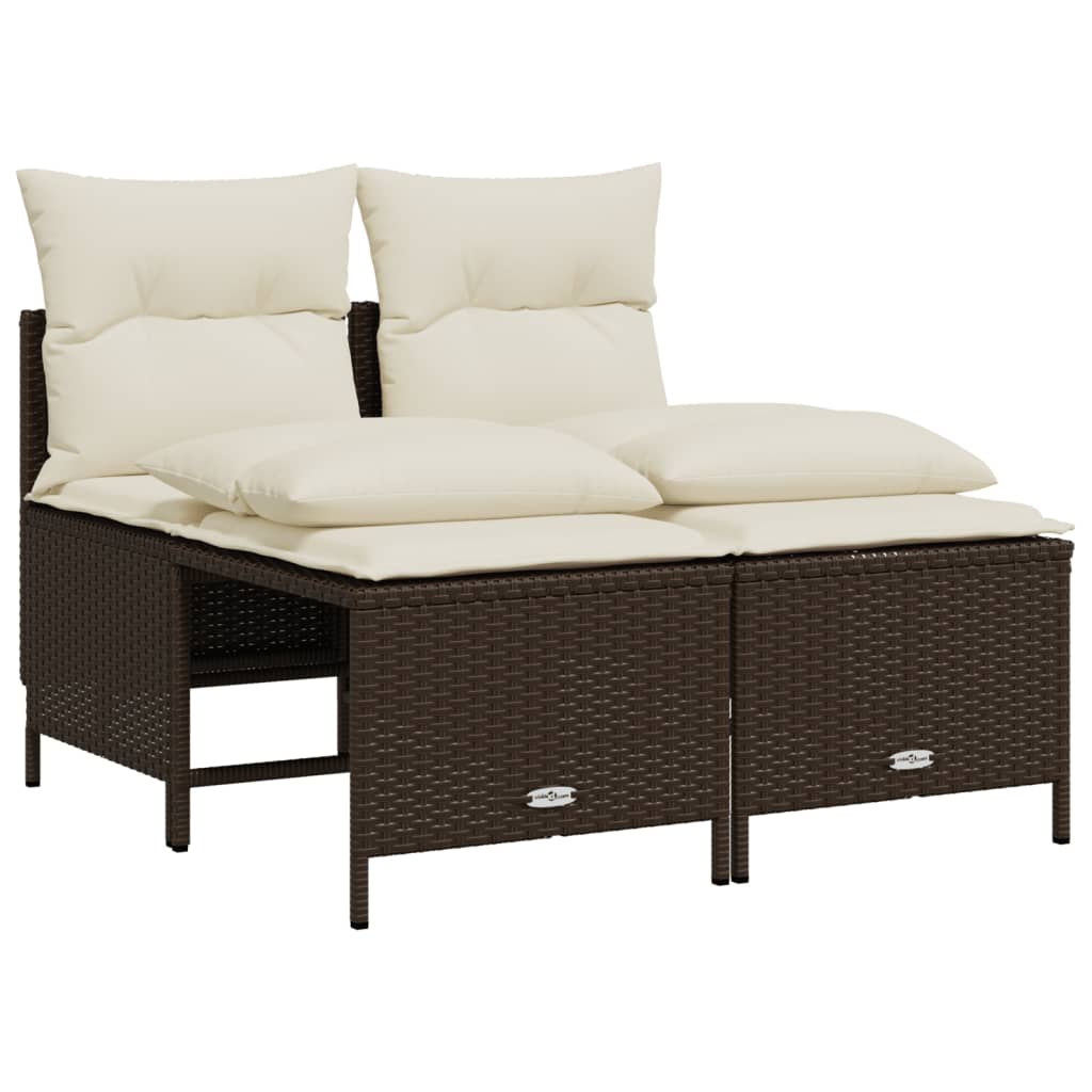 sofasæt til haven 5 dele med hynder polyrattan brun