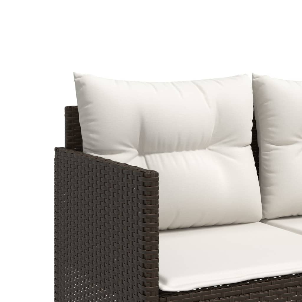 sofasæt til haven 5 dele med hynder polyrattan brun