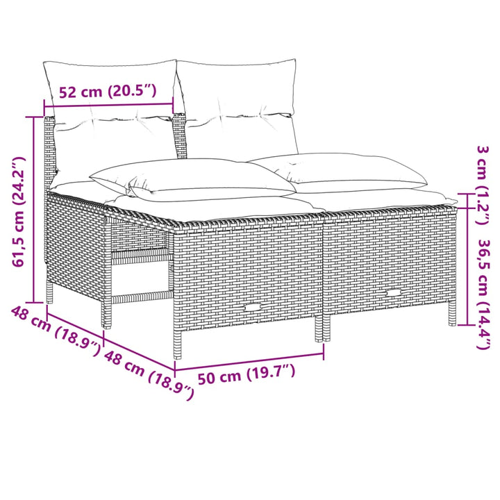 sofasæt til haven 5 dele med hynder polyrattan beige