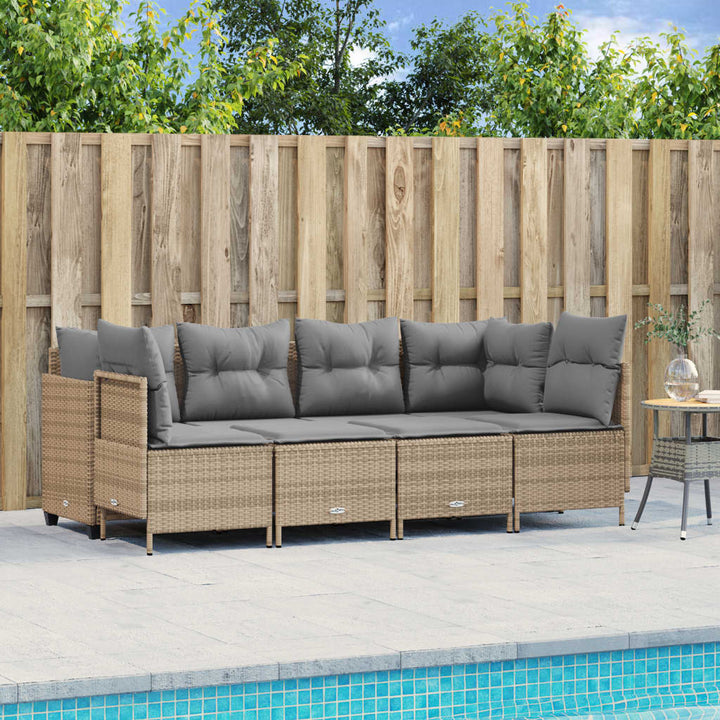 sofasæt til haven 5 dele med hynder polyrattan beige