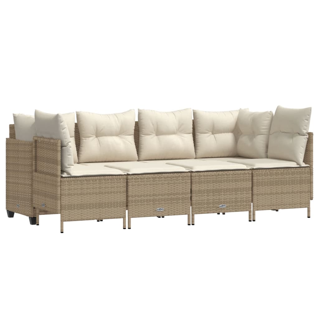 sofasæt til haven 5 dele med hynder polyrattan beige