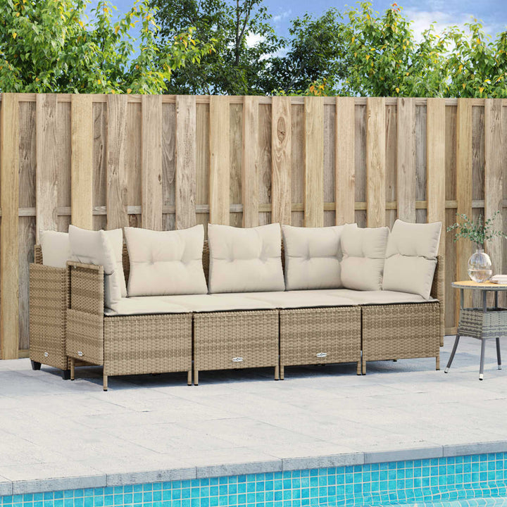 sofasæt til haven 5 dele med hynder polyrattan beige