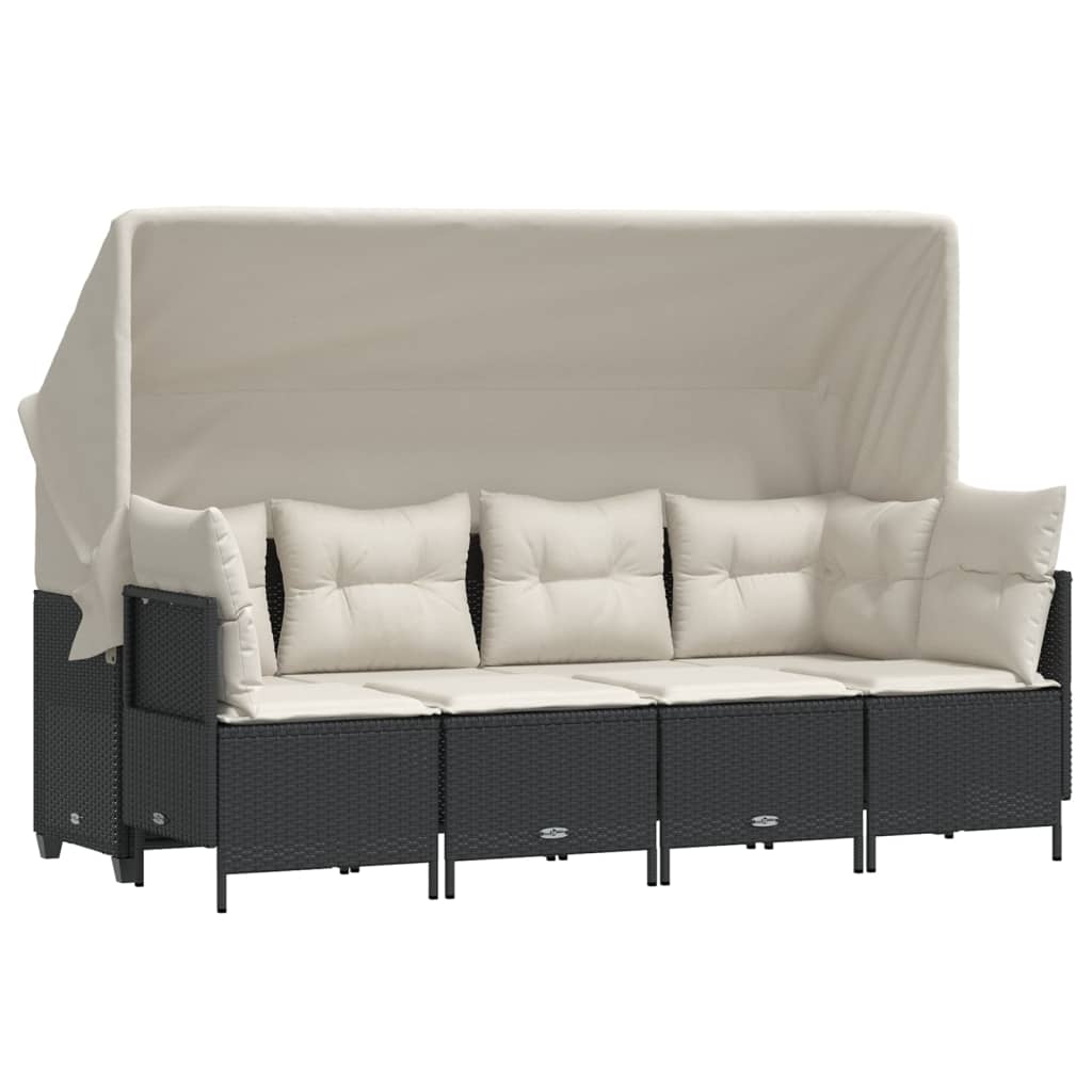 sofasæt til haven 5 dele med hynder polyrattan sort