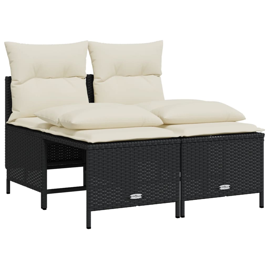 sofasæt til haven 5 dele med hynder polyrattan sort