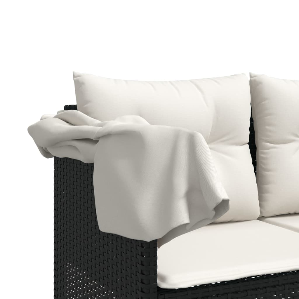 sofasæt til haven 5 dele med hynder polyrattan sort
