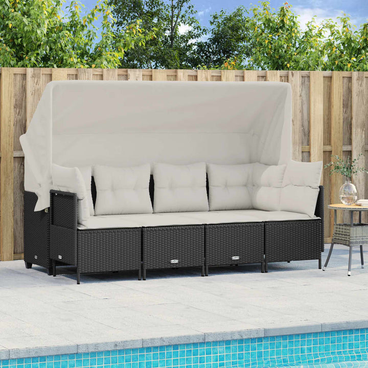 sofasæt til haven 5 dele med hynder polyrattan sort