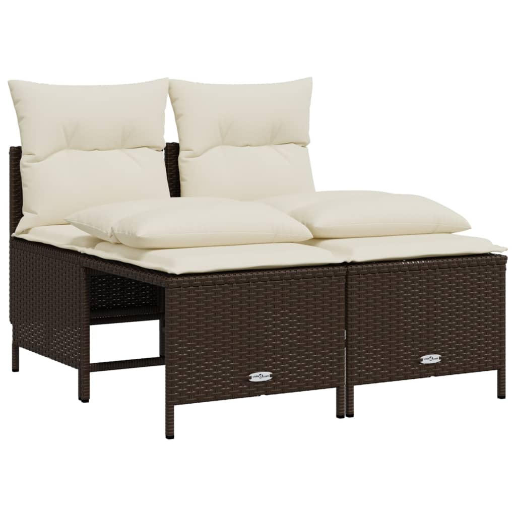sofasæt til haven 5 dele med hynder polyrattan brun