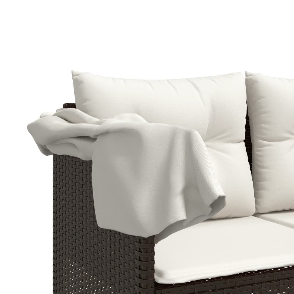 sofasæt til haven 5 dele med hynder polyrattan brun