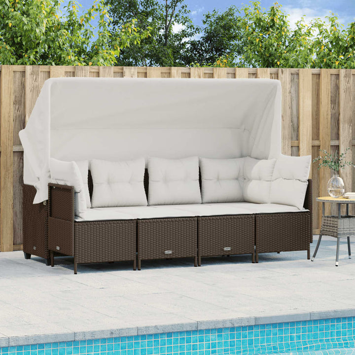 sofasæt til haven 5 dele med hynder polyrattan brun