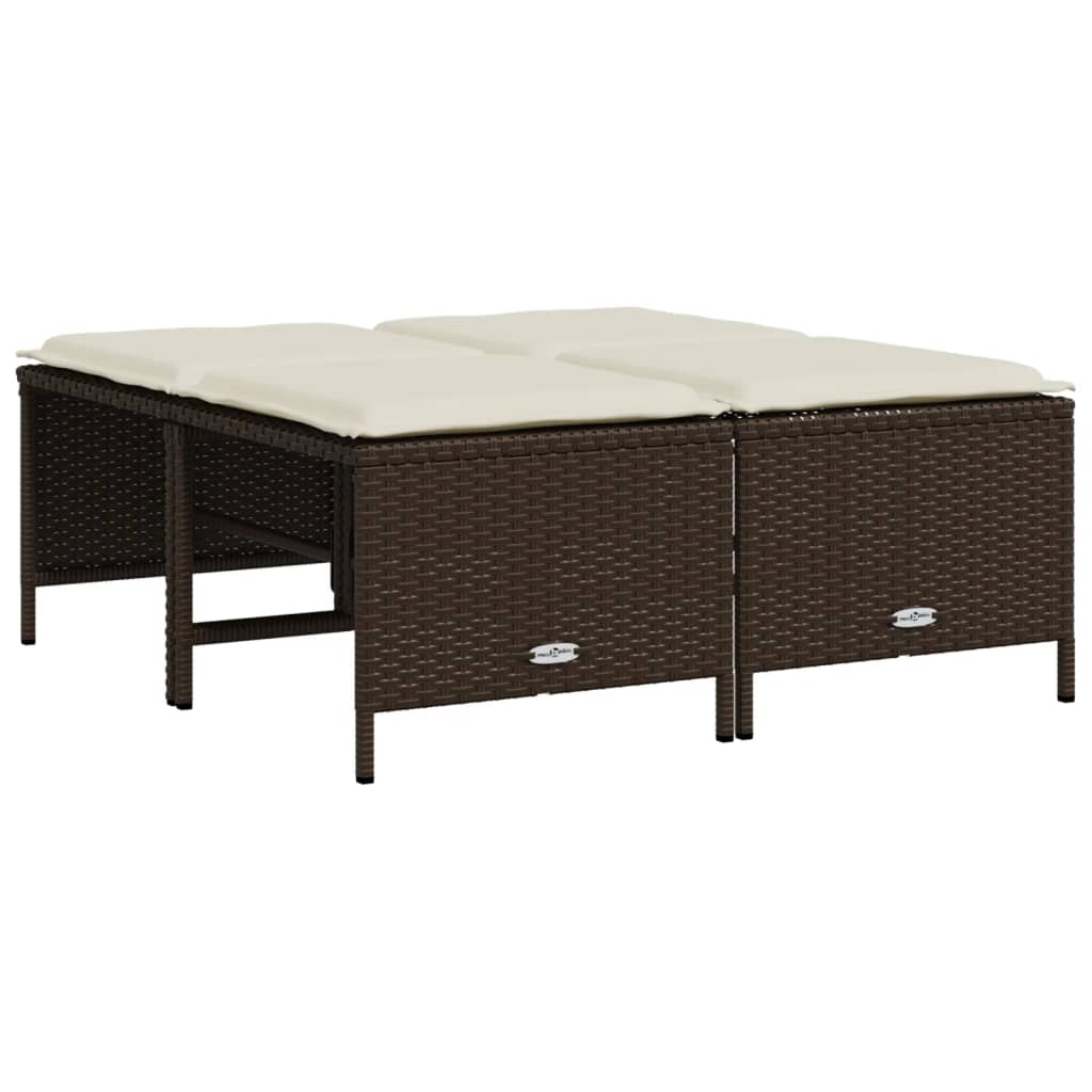 sofasæt til haven 5 dele med hynder polyrattan brun
