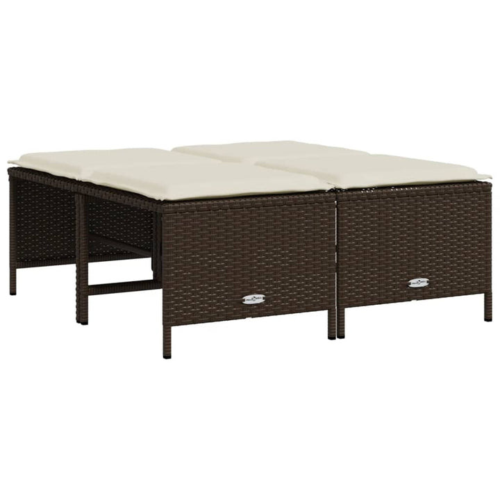 sofasæt til haven 5 dele med hynder polyrattan brun