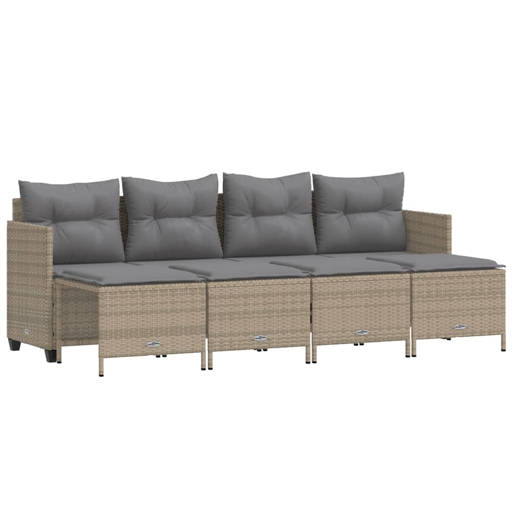 sofasæt til haven 5 dele med hynder polyrattan beige
