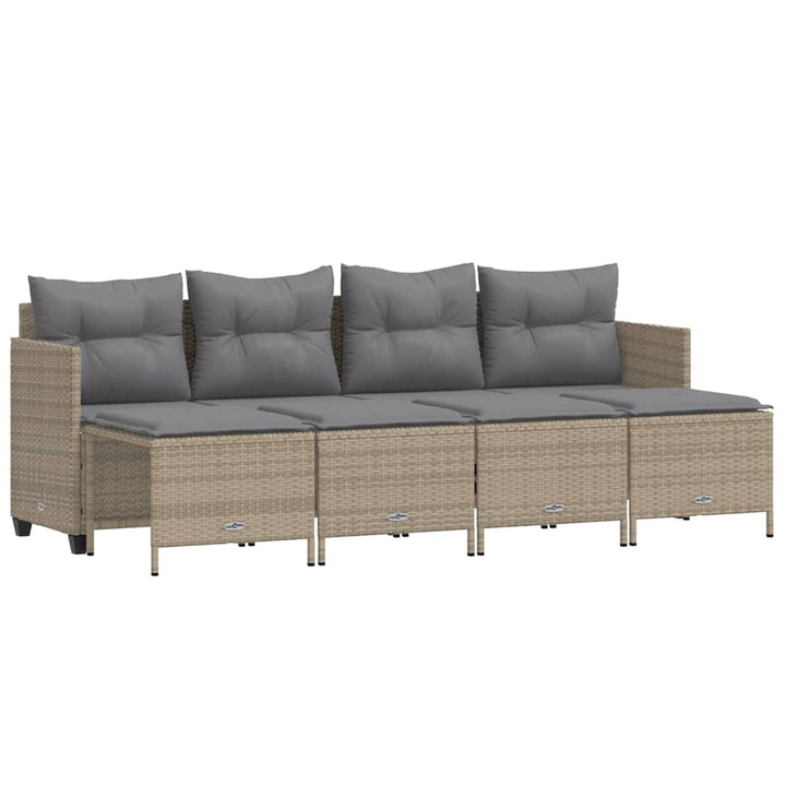 sofasæt til haven 5 dele med hynder polyrattan beige