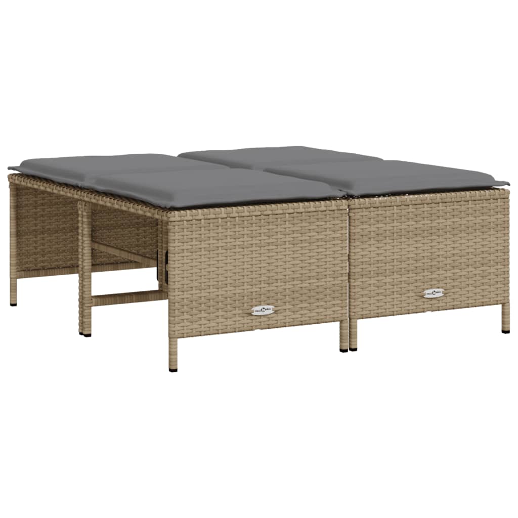 sofasæt til haven 5 dele med hynder polyrattan beige