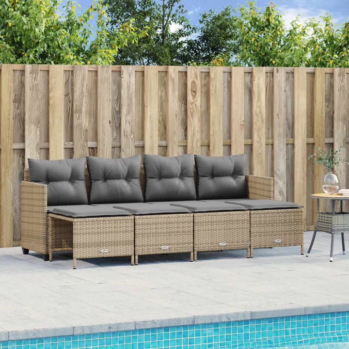 sofasæt til haven 5 dele med hynder polyrattan beige