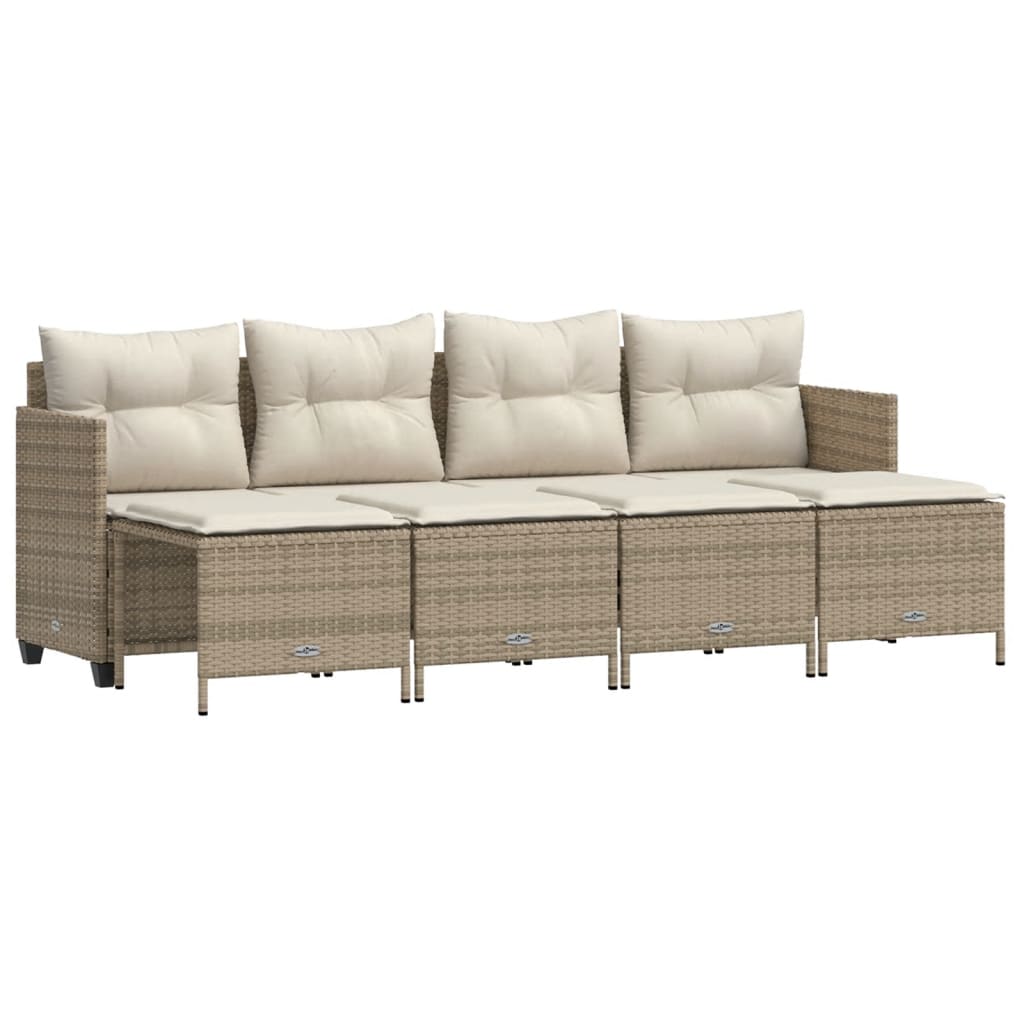 sofasæt til haven 5 dele med hynder polyrattan beige