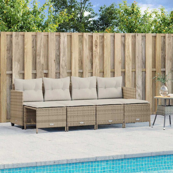 sofasæt til haven 5 dele med hynder polyrattan beige