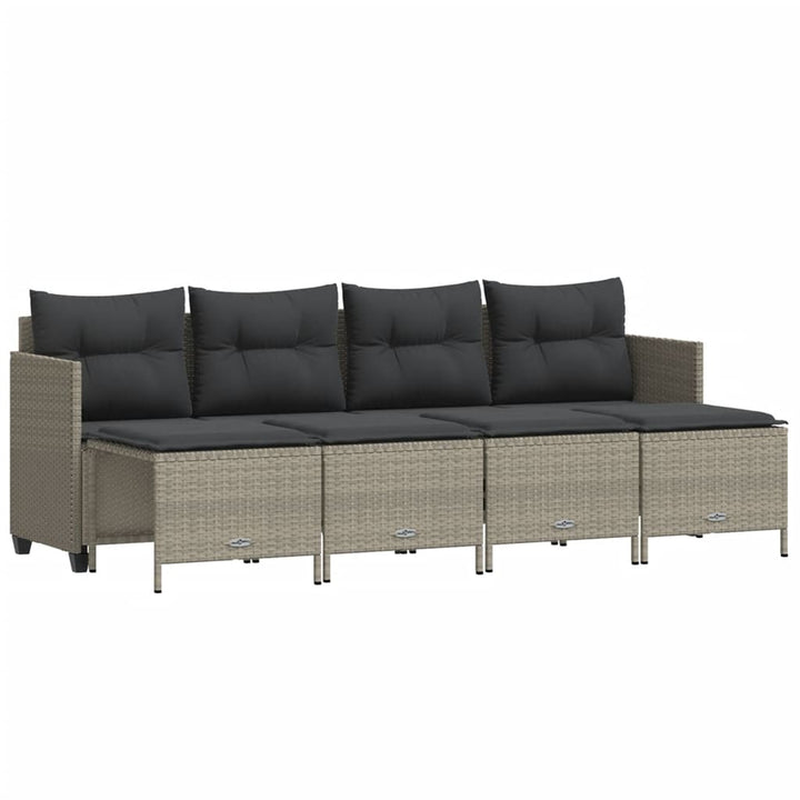 sofasæt 5 dele med hynder polyrattan lysegrå
