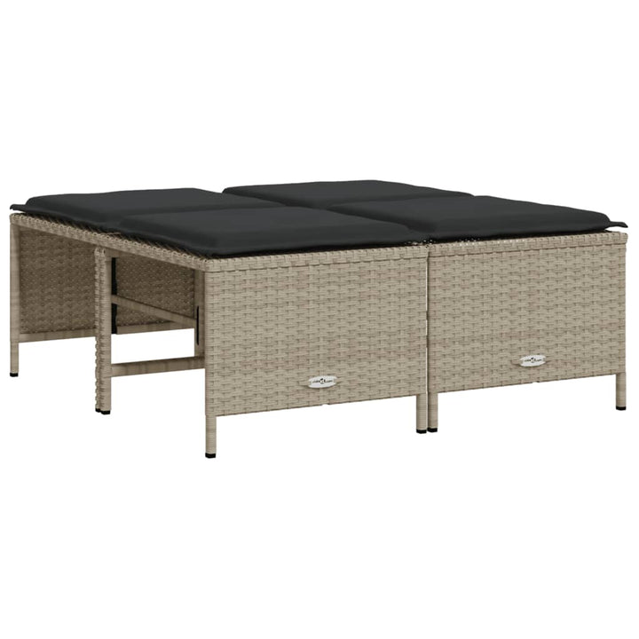 sofasæt 5 dele med hynder polyrattan lysegrå