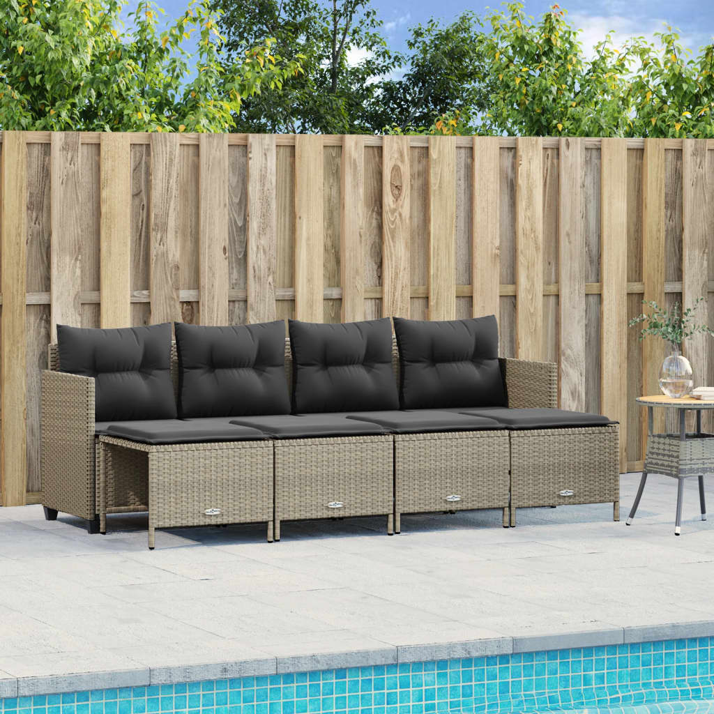 sofasæt 5 dele med hynder polyrattan lysegrå