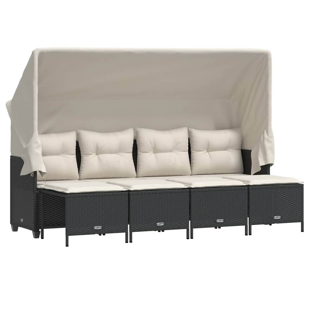 sofasæt til haven 5 dele med hynder polyrattan sort