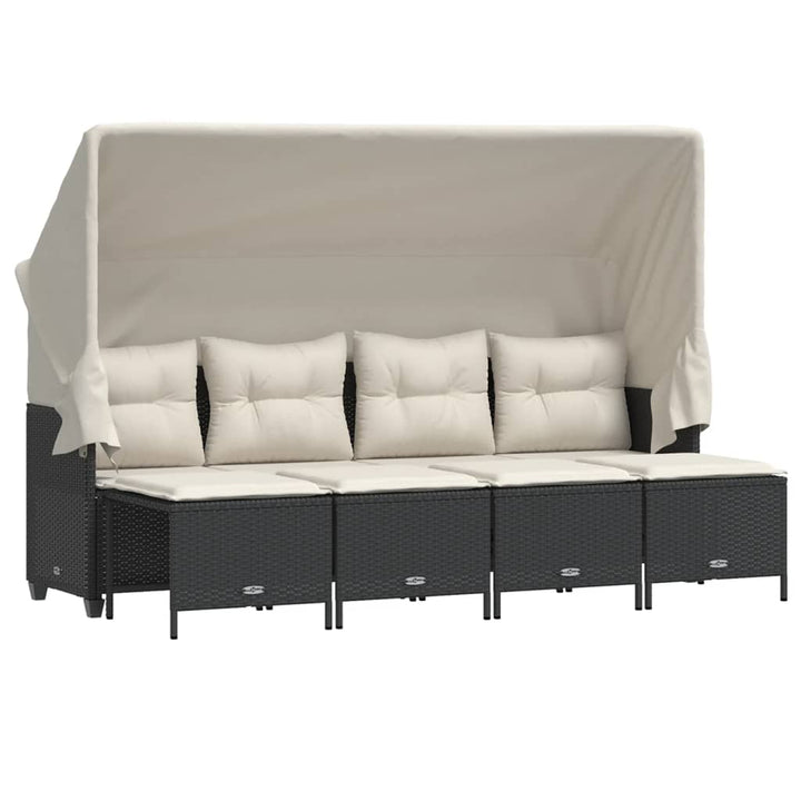 sofasæt til haven 5 dele med hynder polyrattan sort