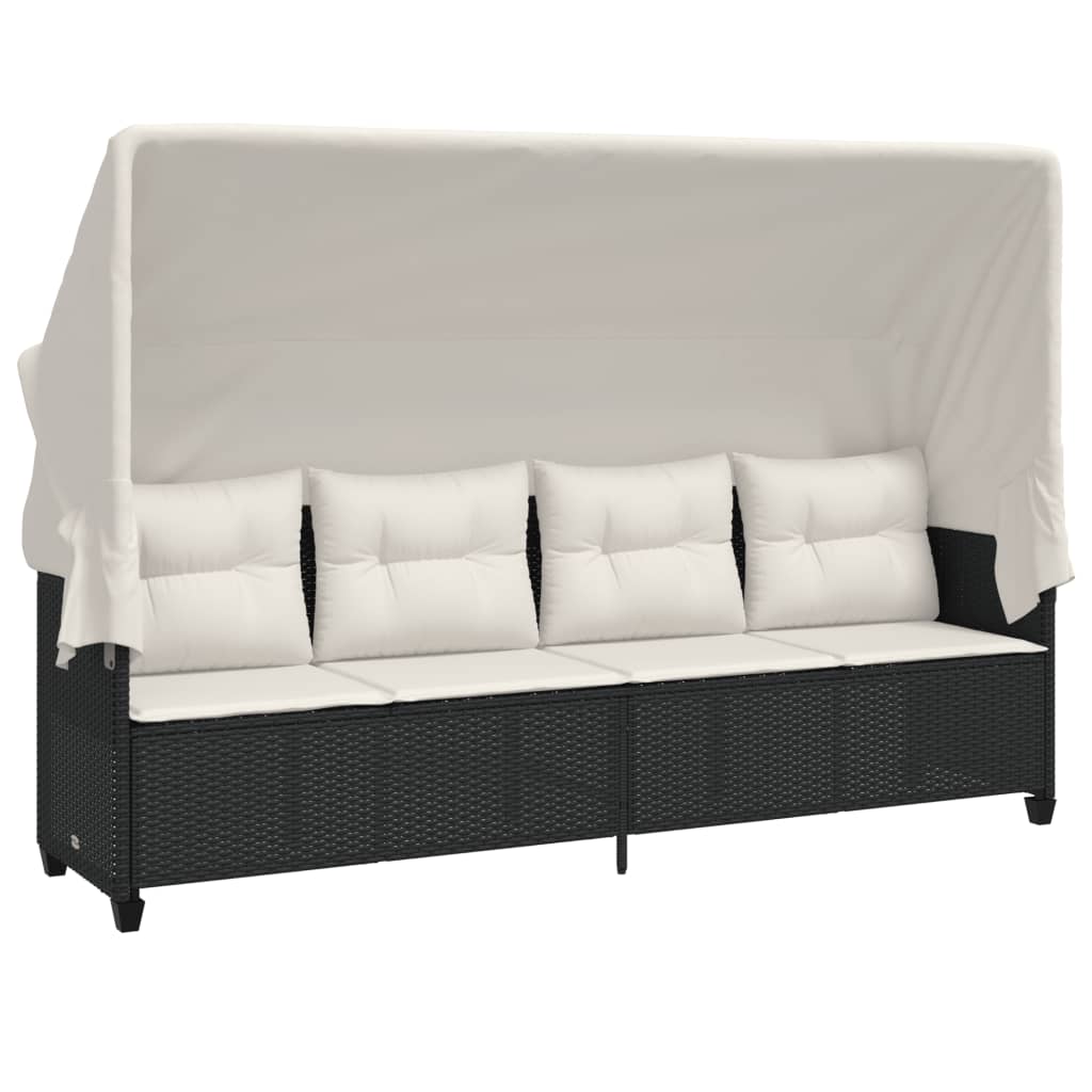 sofasæt til haven 5 dele med hynder polyrattan sort