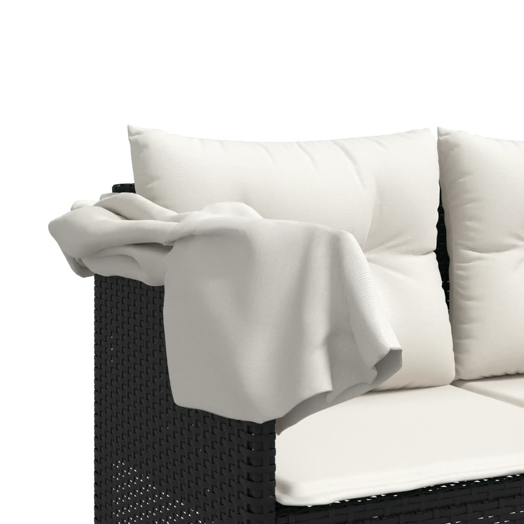 sofasæt til haven 5 dele med hynder polyrattan sort