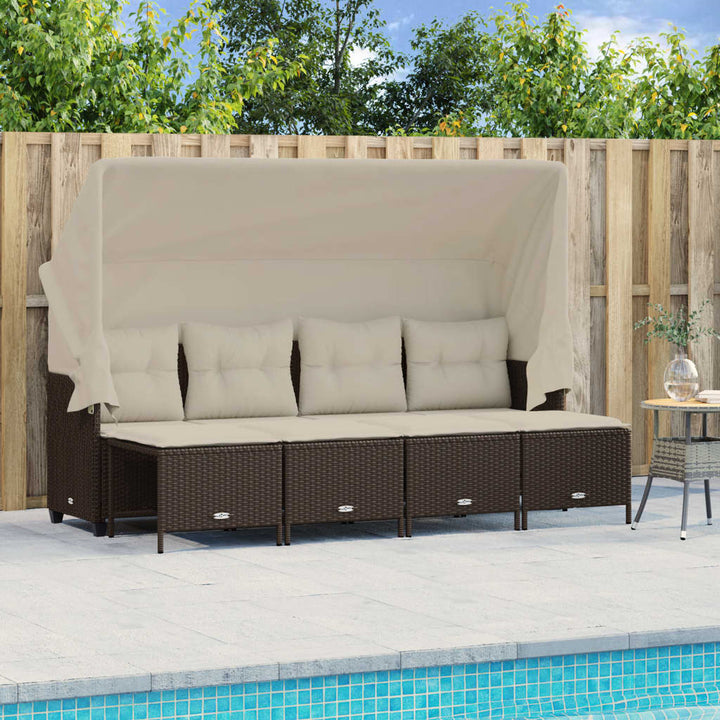 sofasæt til haven 5 dele med hynder polyrattan brun
